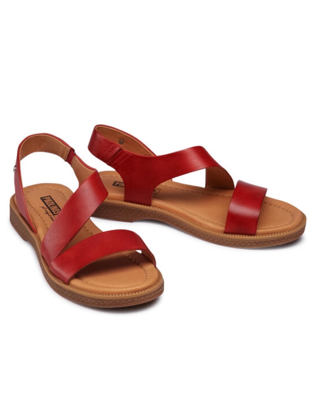 Pikolinos Moraira Calfskin Leather Flat Strappy Sandals red 38 US 7.5-8